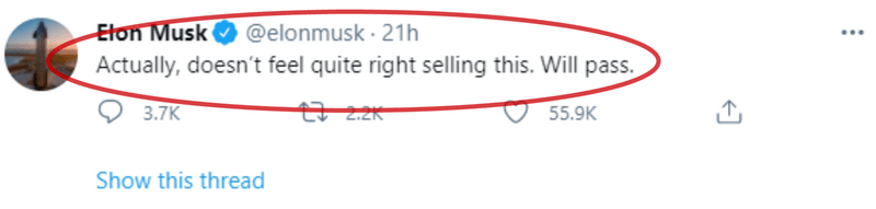 Elon Musk's tweet